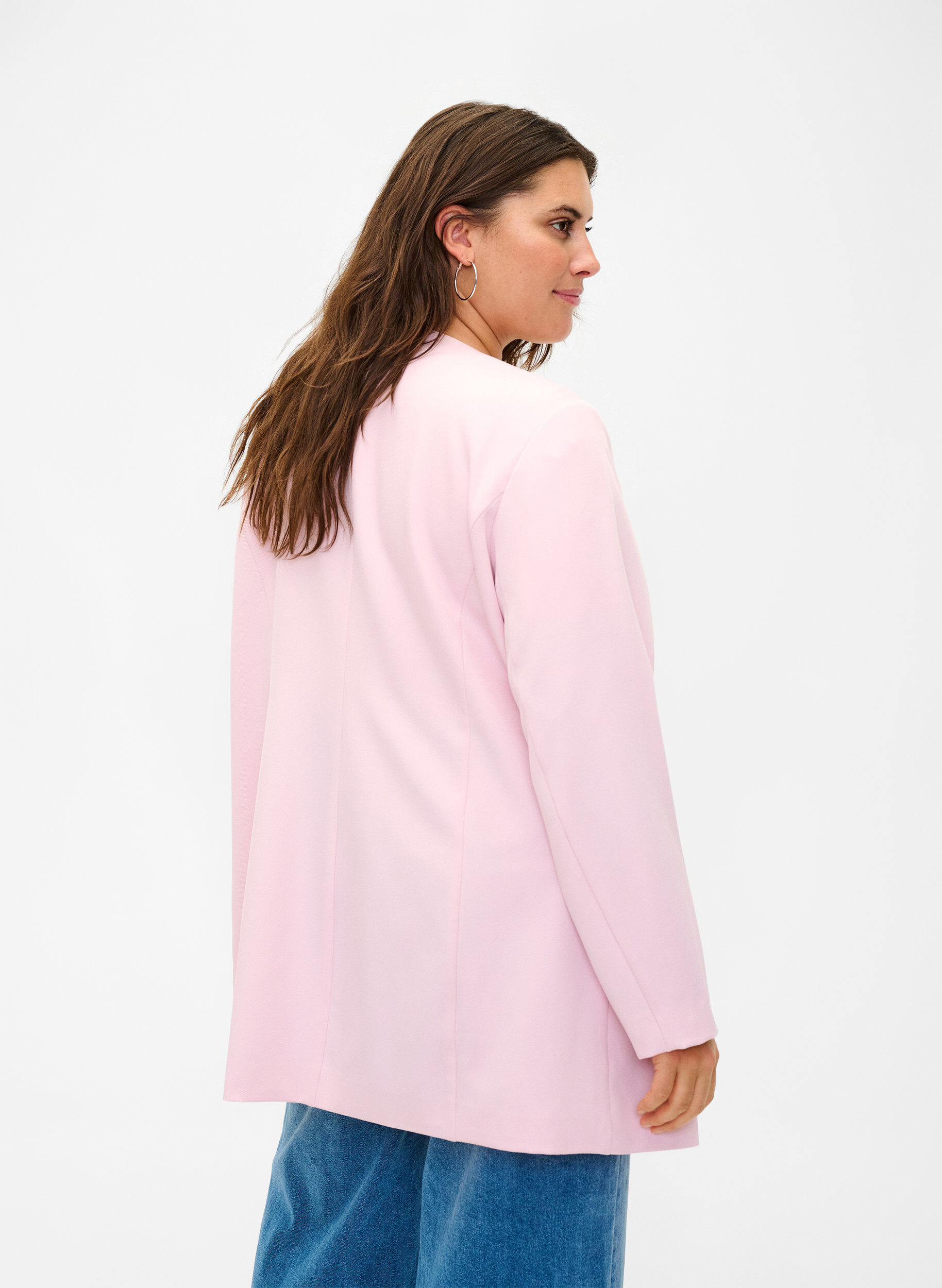 Zizzi Voorjaarsjas met verborgen knoopsluiting, Parfait Pink, Model image number 1