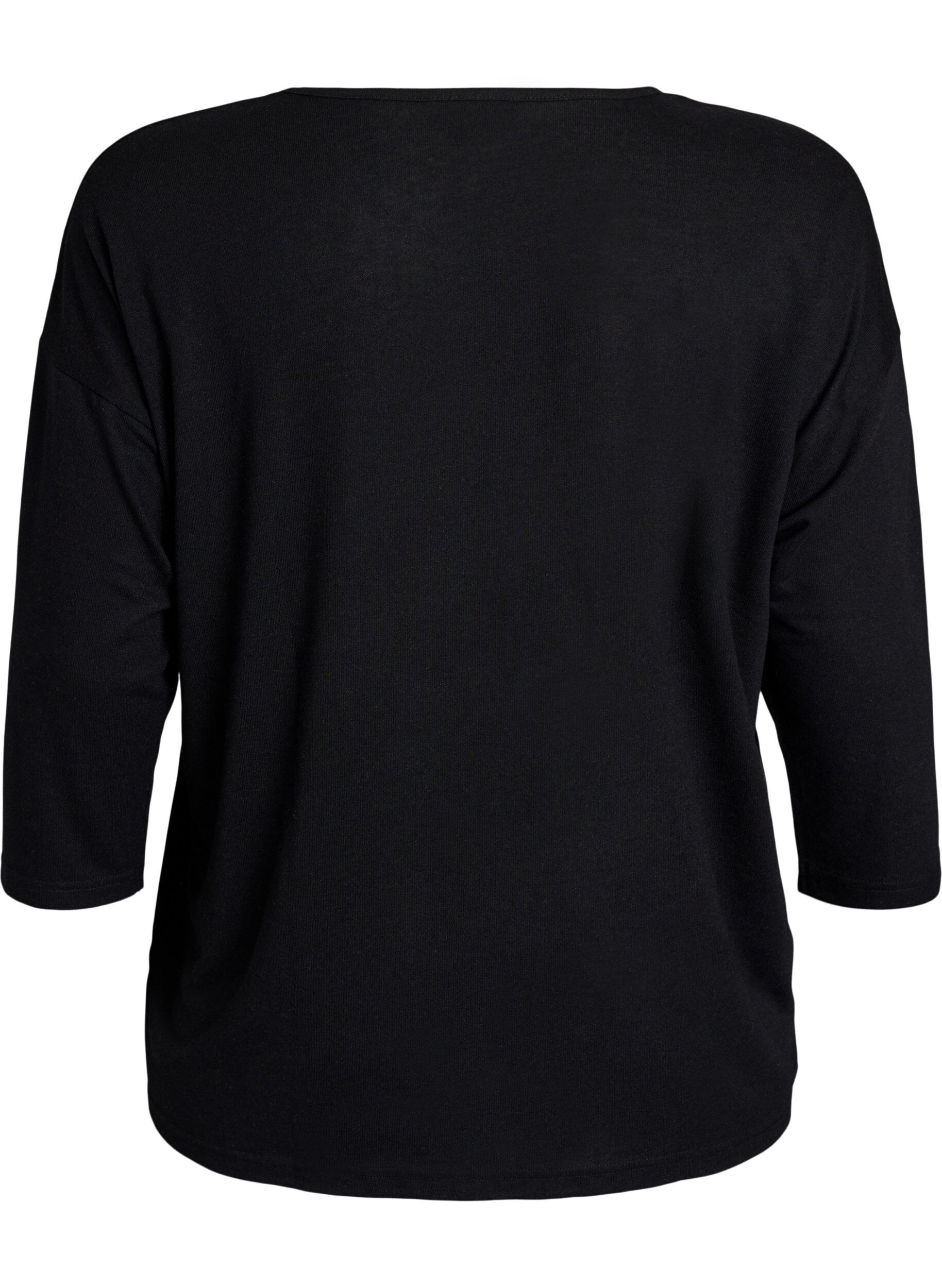 ZizziJersey blouse met 3/4 mouwen, Zwart, Packshot image number 1