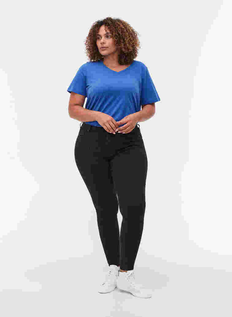 Super slim fit Amy jeans met piping, Black, Model image number 0