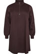 Sweatshirtjurk met hoge ribkraag en rits, Bruin, Packshot image number 0