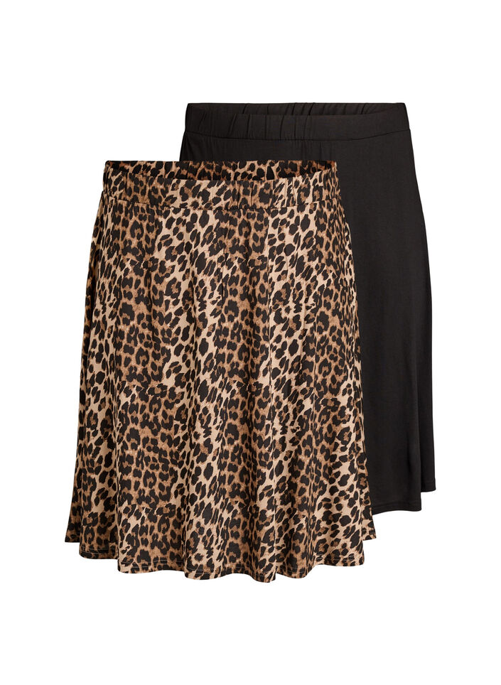 2-pack skaterrokken in viscose, Zwart, Packshot image number 0