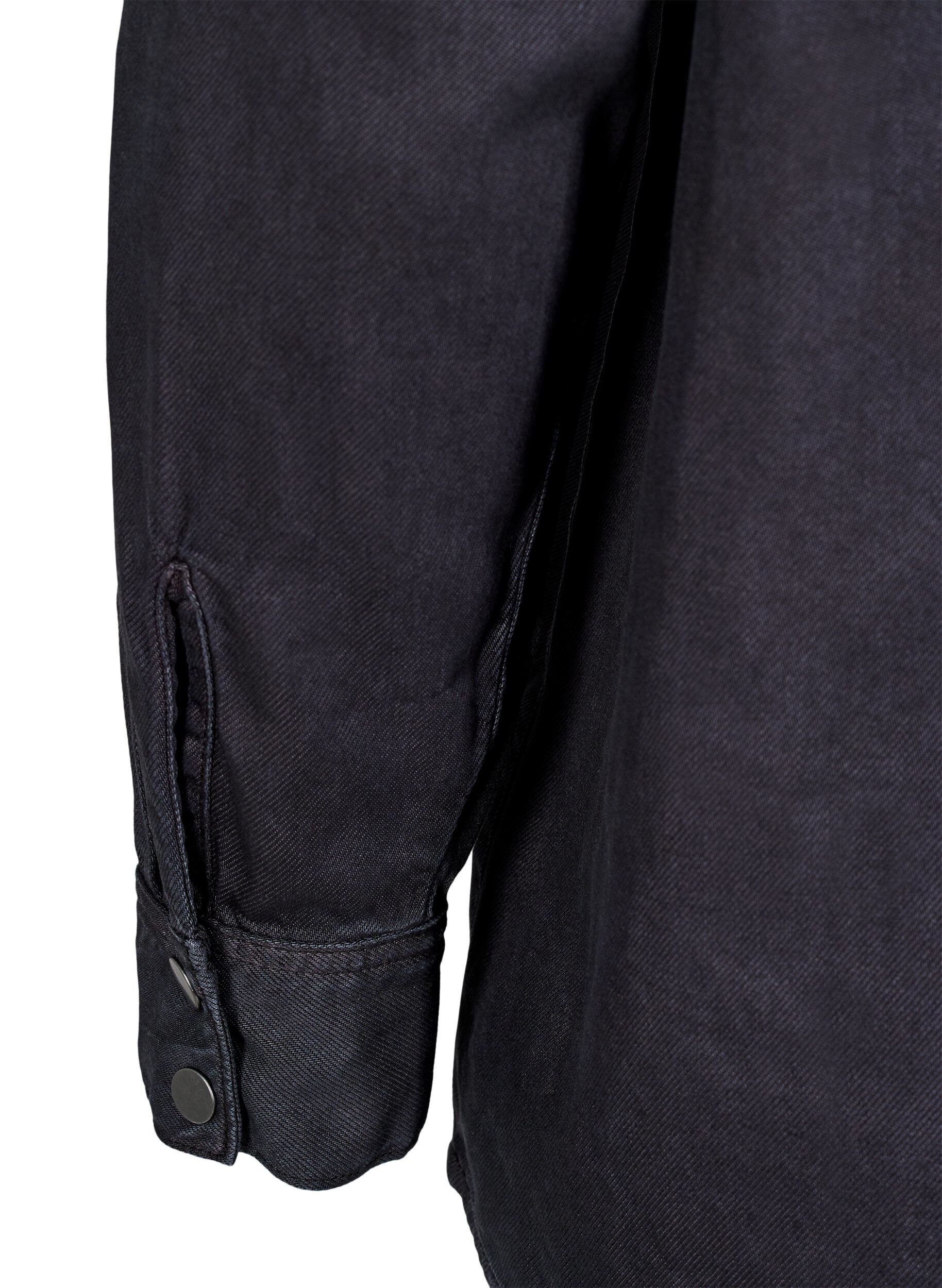 Zizzi Denim shirt met borstzakken, Zwart, Packshot image number 3