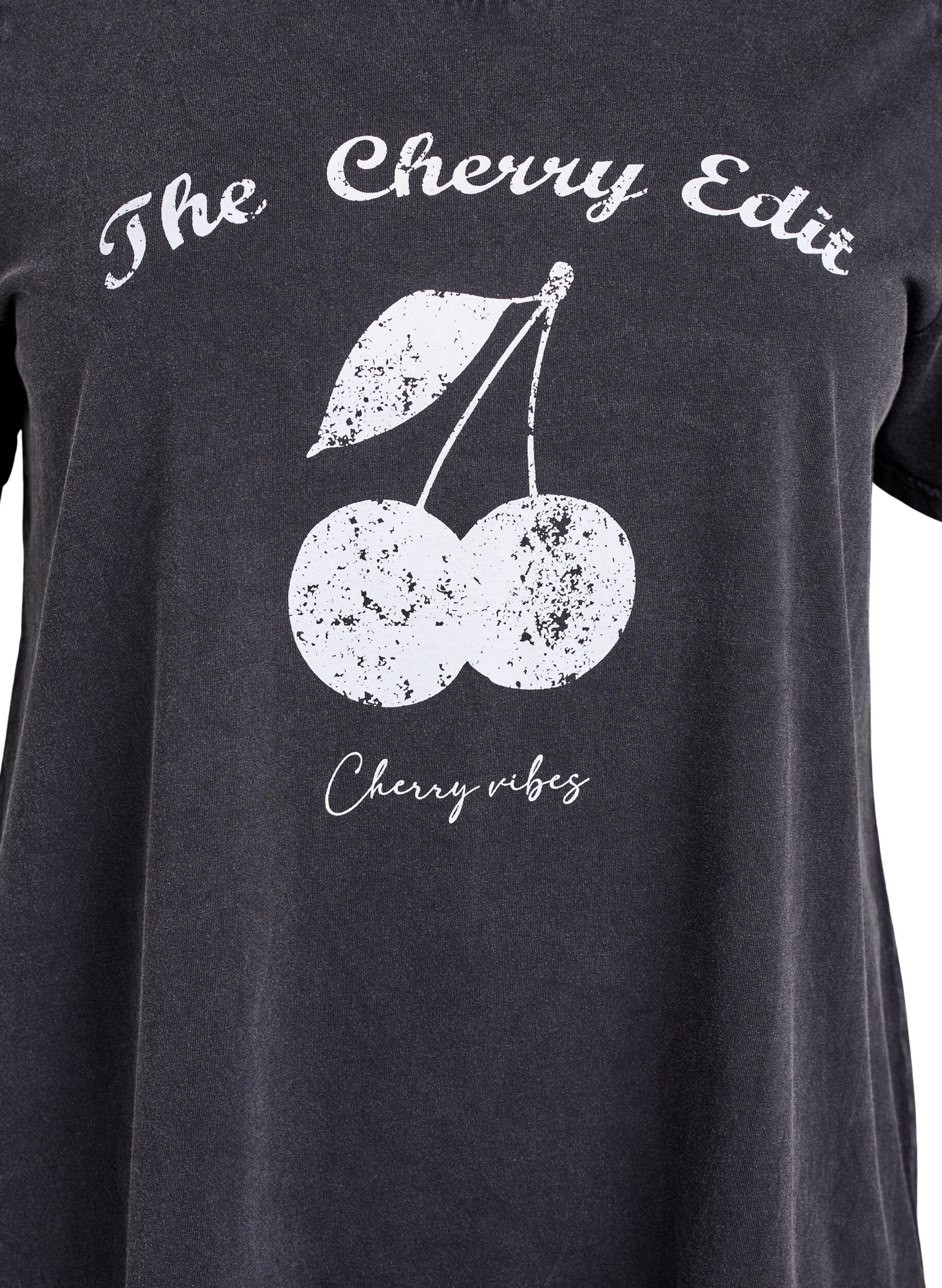 Zizzi Organisch katoenen T-shirt met print, Grijs, Packshot image number 2