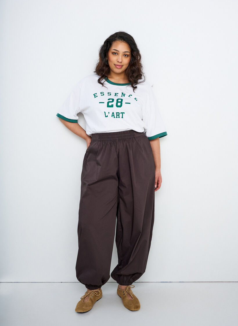 Katoenen T-shirt met tekstprint en boxy fit, Wit, Image image number 0