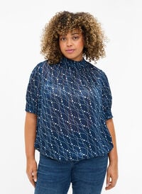  Smock-blouse met korte mouwen en print, Dress Bl. Swirl AOP, Model