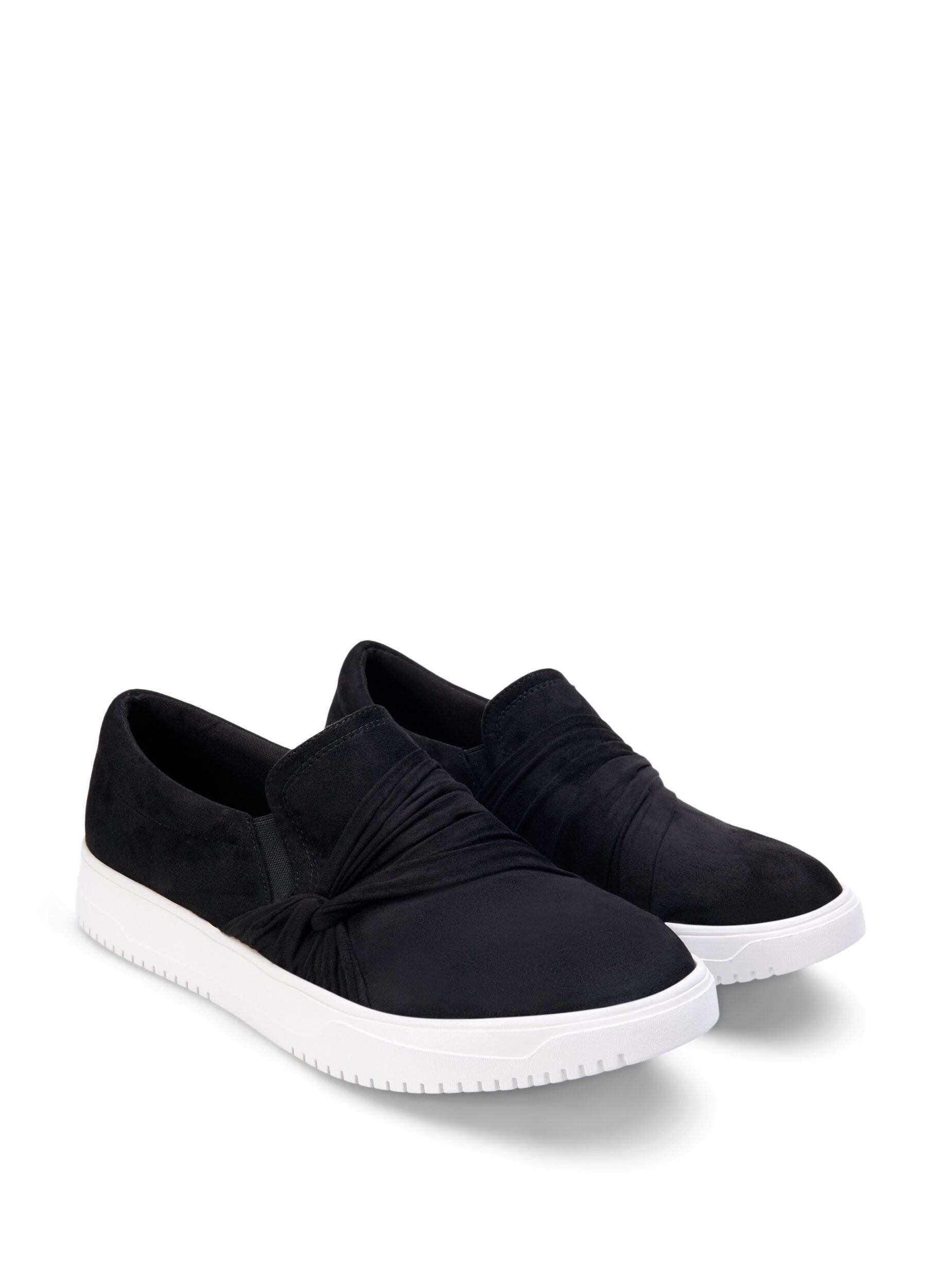 Zizzi Brede slip-on-pasvorm met knoopdetail, Zwart, Packshot image number 1