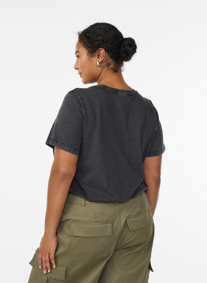 Organisch katoenen T-shirt met print, Grijs, Model image number 1