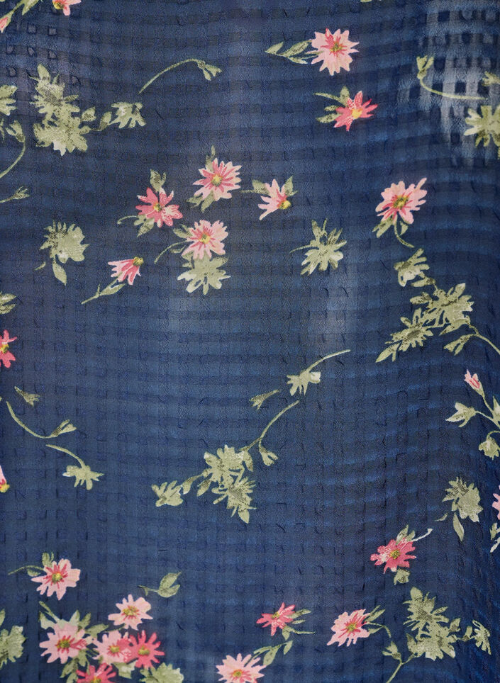 Blouse met bloemenprint en V-hals, Blauw, Packshot image number 2