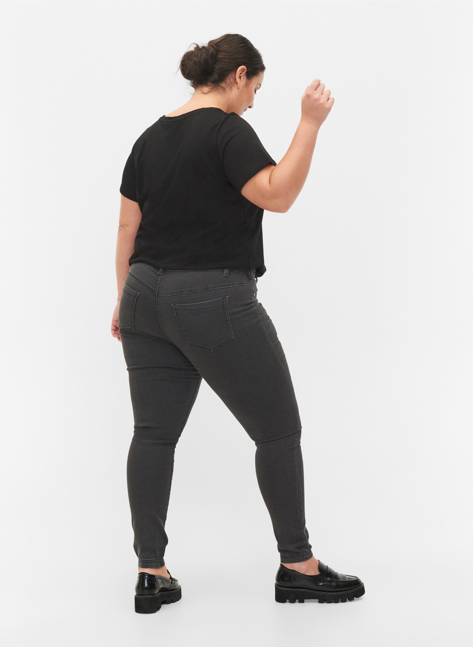 Zizzi Jeggings van katoenmix, Grey Denim, Model image number 1