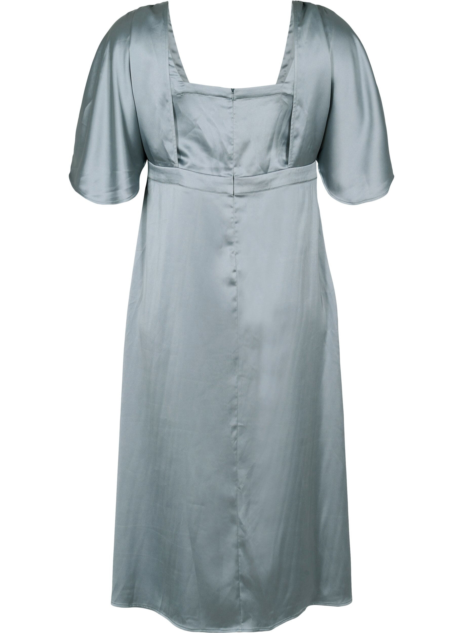 Zizzi Maxi jurk met wikkel en korte mouwen, Silver Blue, Packshot image number 1