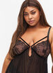 Transparante chemise met kant, Black, Model image number 2