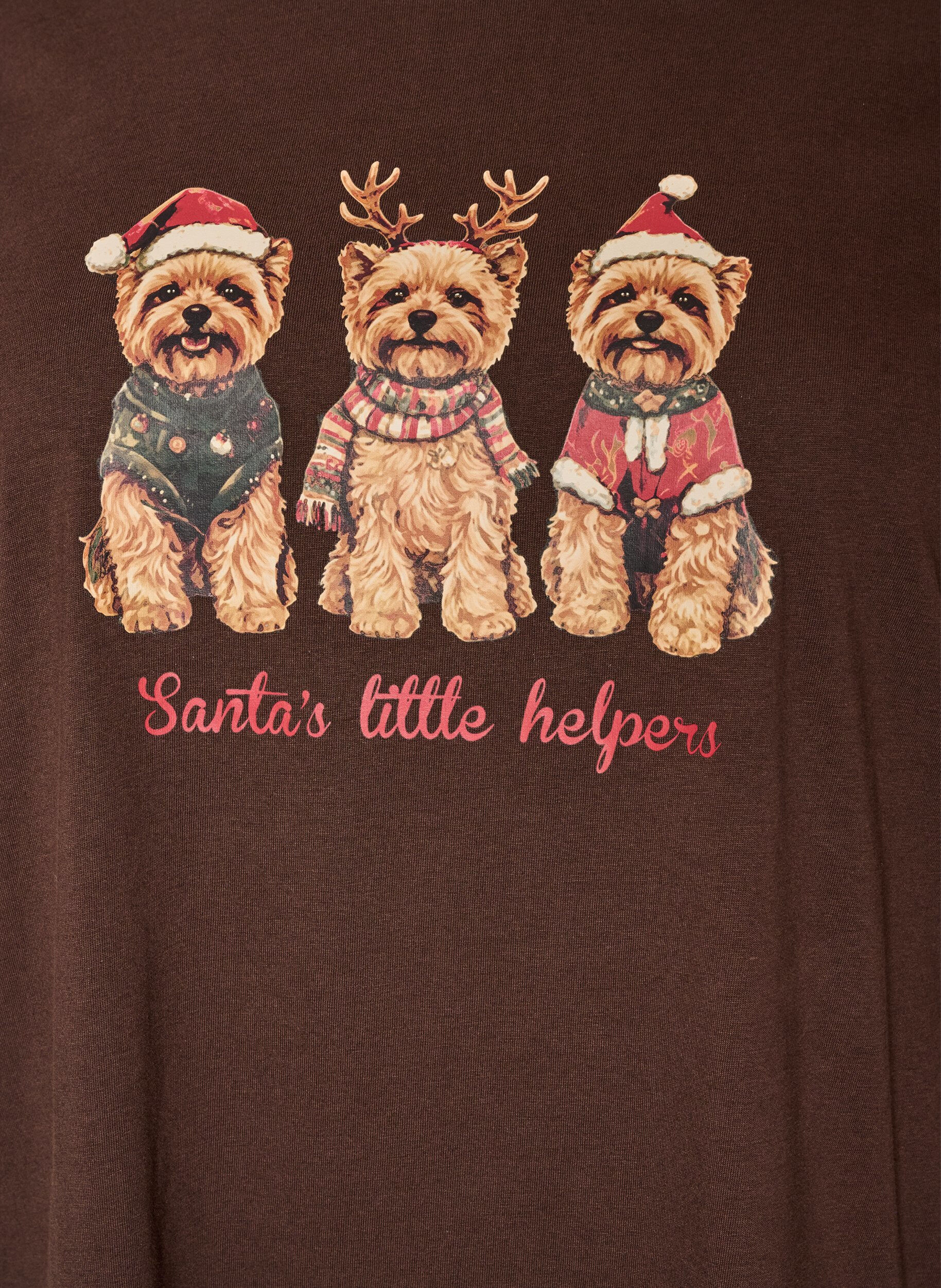 ZizziKerst T-shirt van biologisch katoen, Bruin, Packshot image number 2