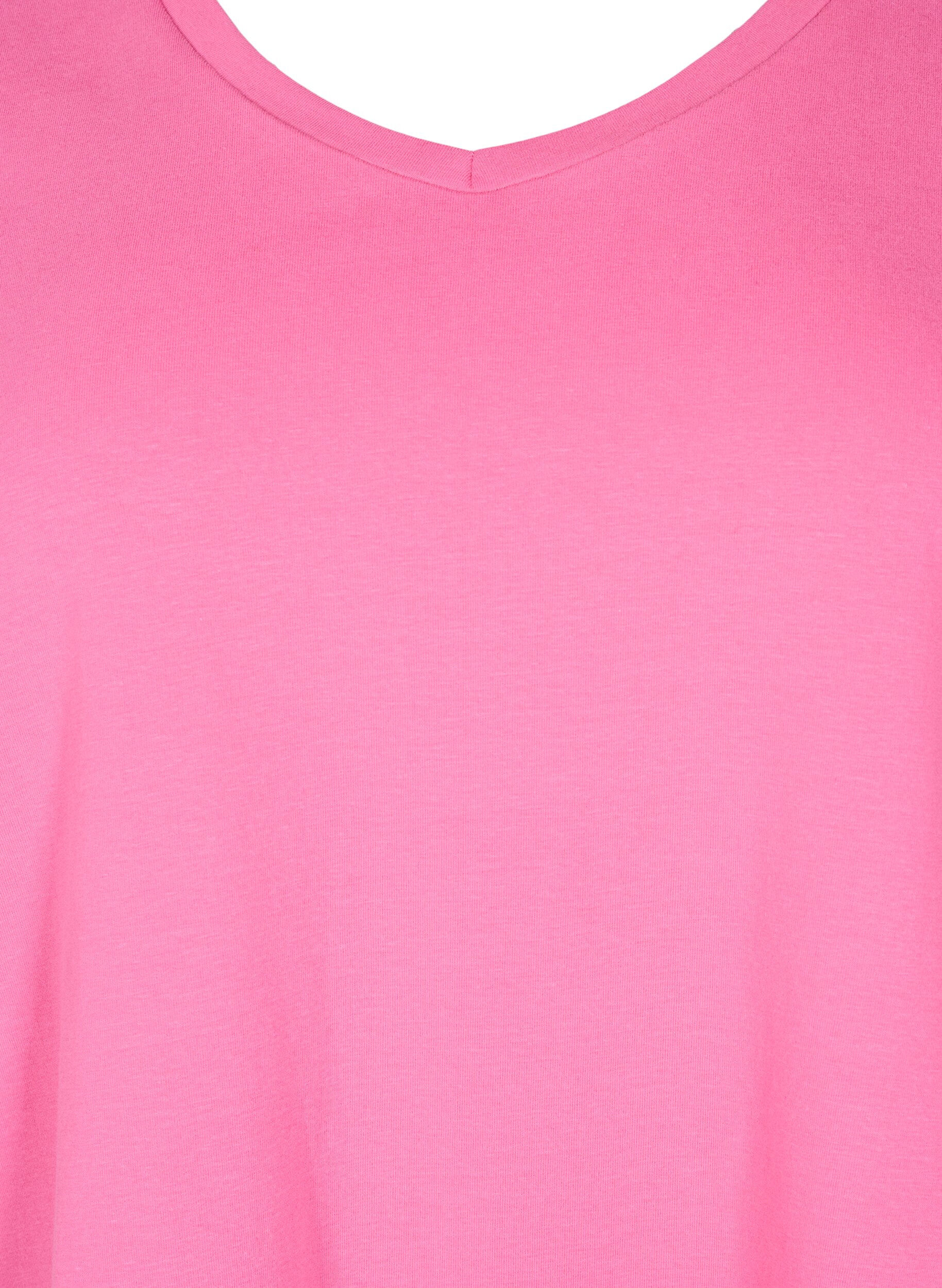 Zizzi Effen basic T-shirt van katoen, Roze, Packshot image number 2