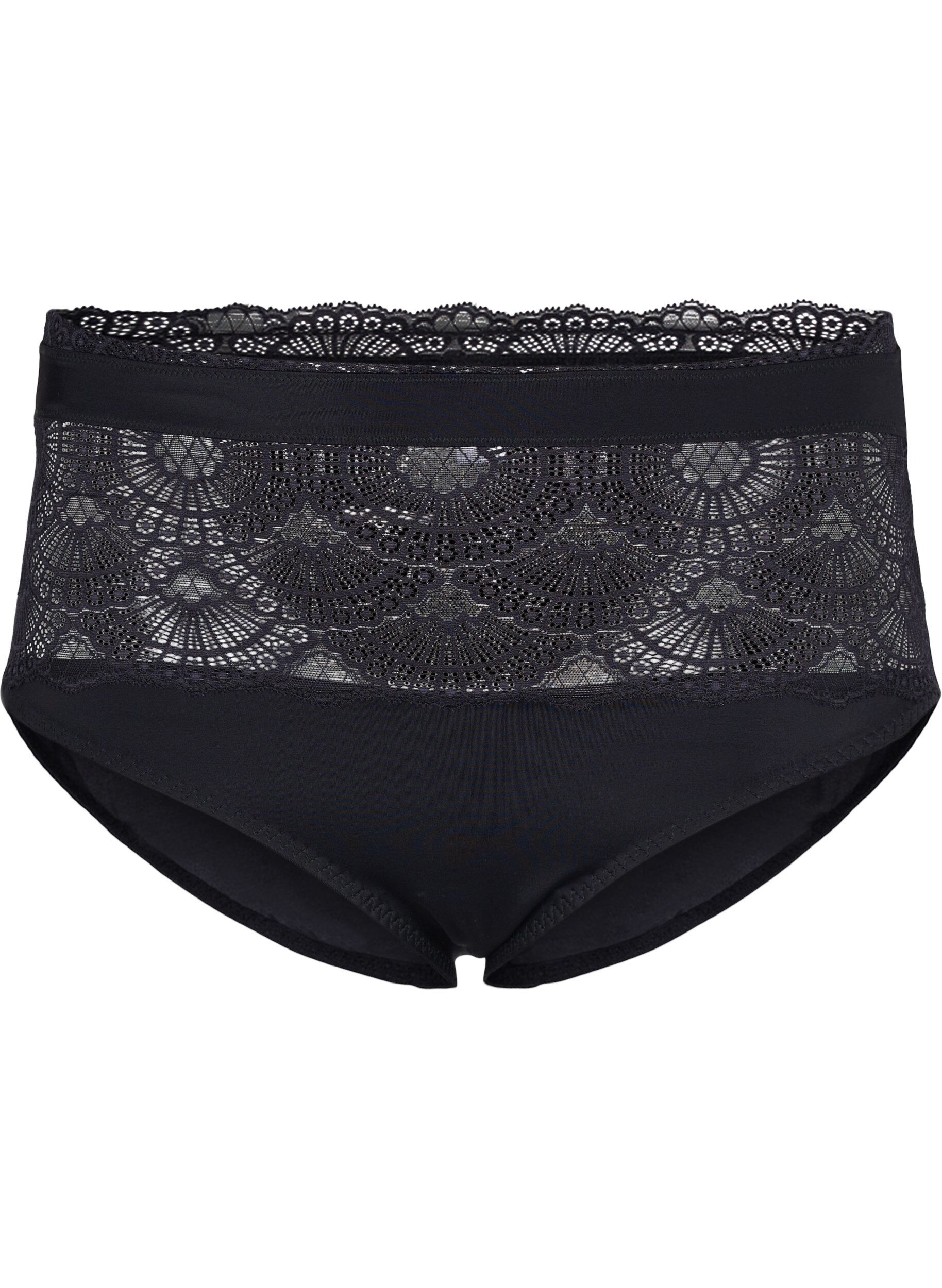 Zizzi Tai onderbroek met kant en hoge taille, Black, Packshot image number 0