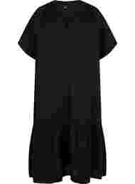Midi-jurk met korte mouwen van katoen, Black