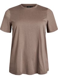 Basic katoenen T-shirt met ronde hals, Bruin