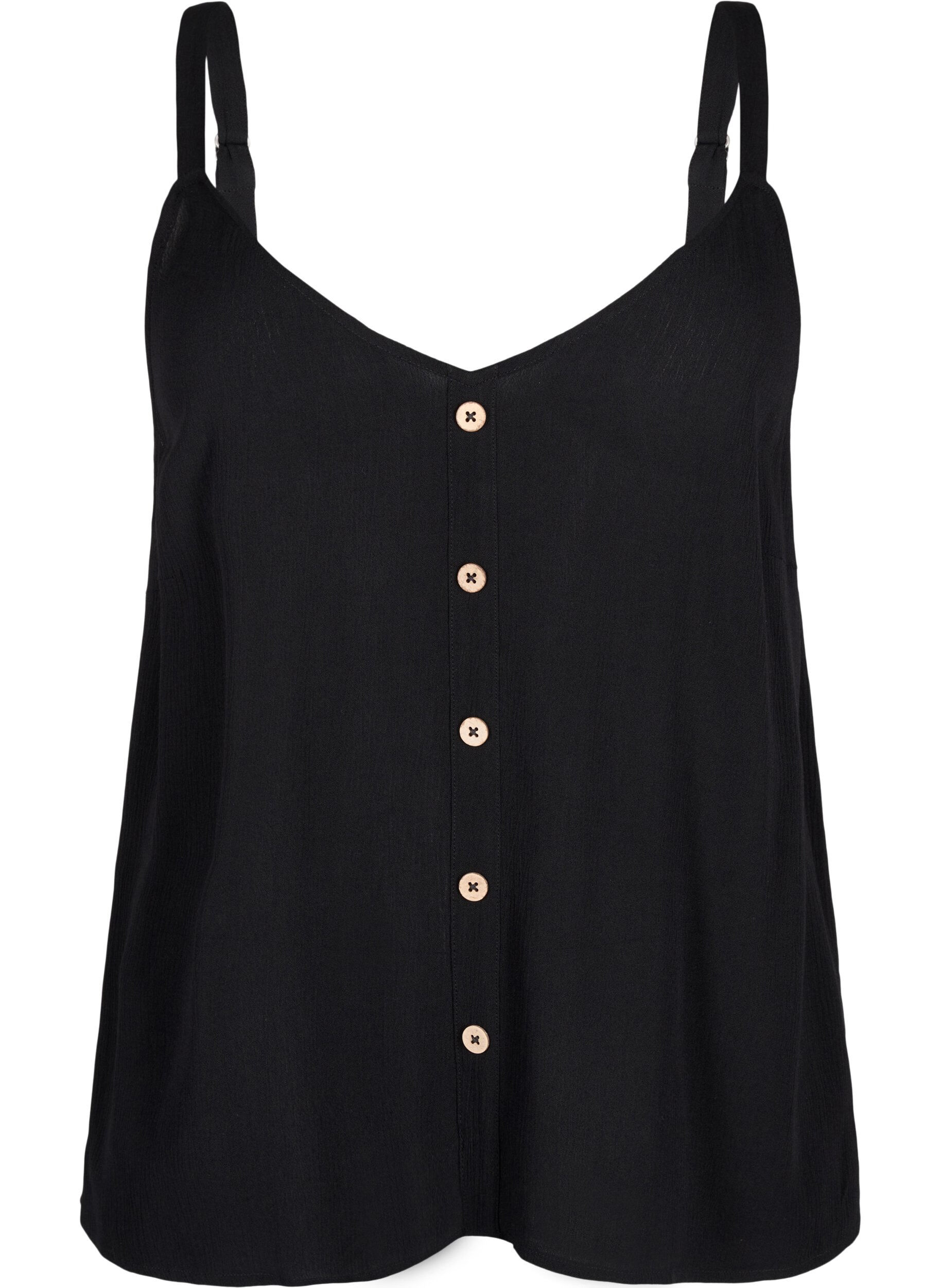 Zizzi Viscose top met smalle bandjes, Black, Packshot image number 0