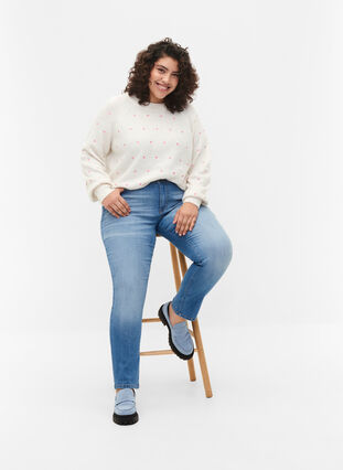 Emily jeans met slanke pasvorm en normale taille, Blue denim, Model image number 3