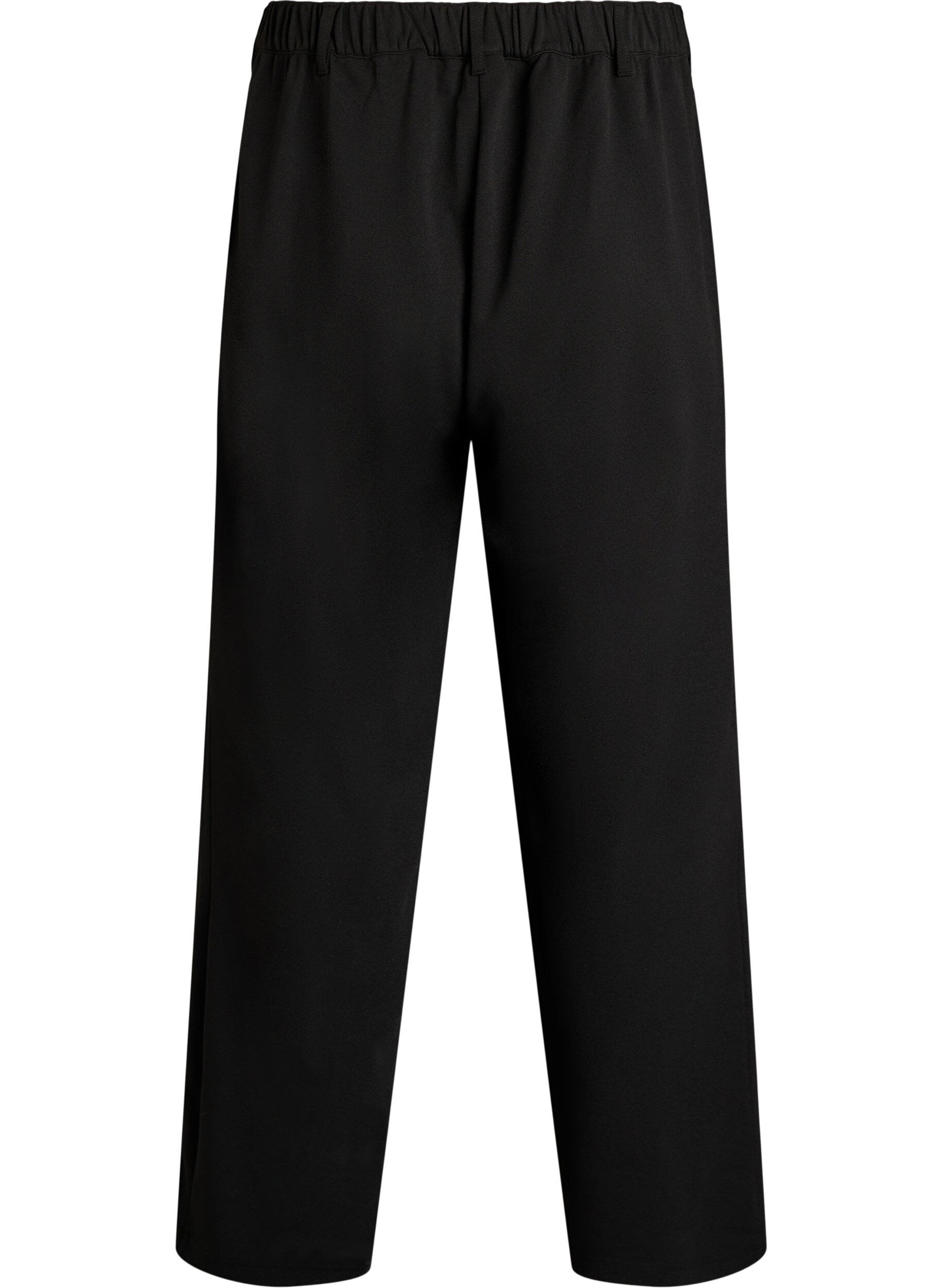 Zizzi High-waisted broek met riemdetail en gouden gesp, Zwart, Packshot image number 1