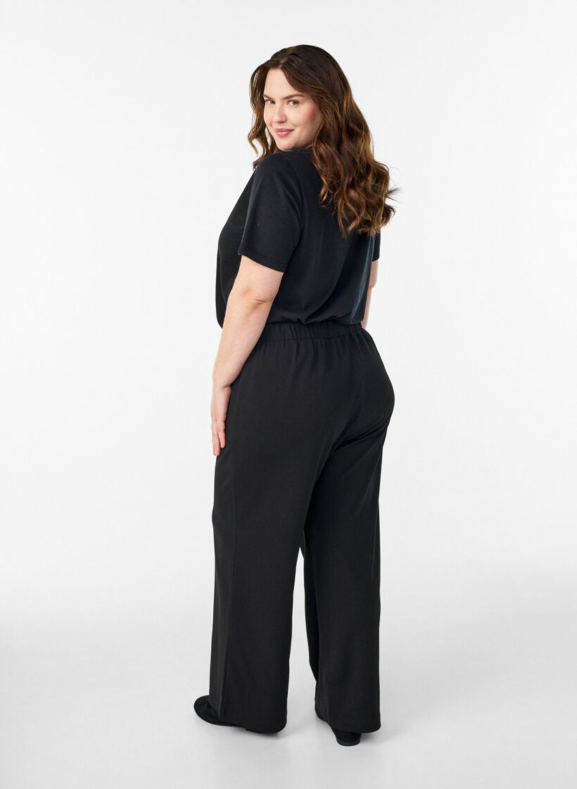 Broek met wijde pijpen, Zwart, Model image number 2