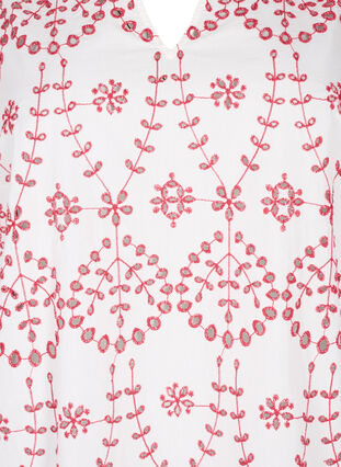 3/4 mouwen blouse met contrasterend broderie anglaise, White w. Red, Packshot image number 2
