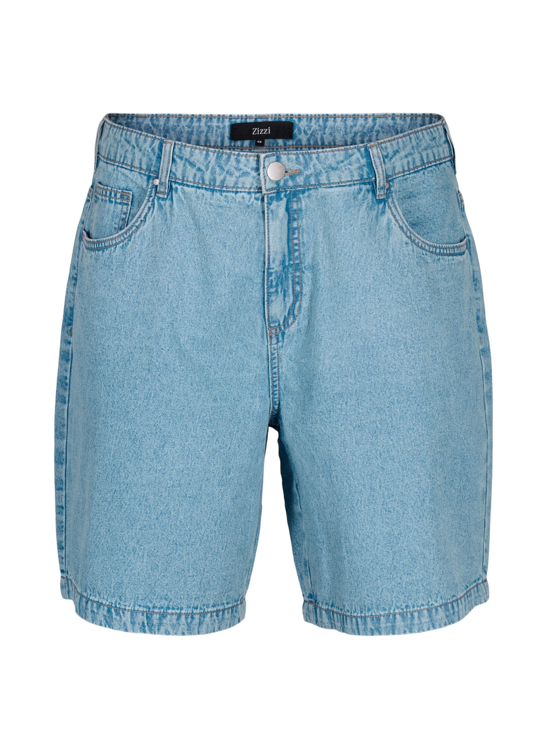 Zizzi Hoge taille korte spijkerbroek, Light Blue Denim, Packshot image number 0