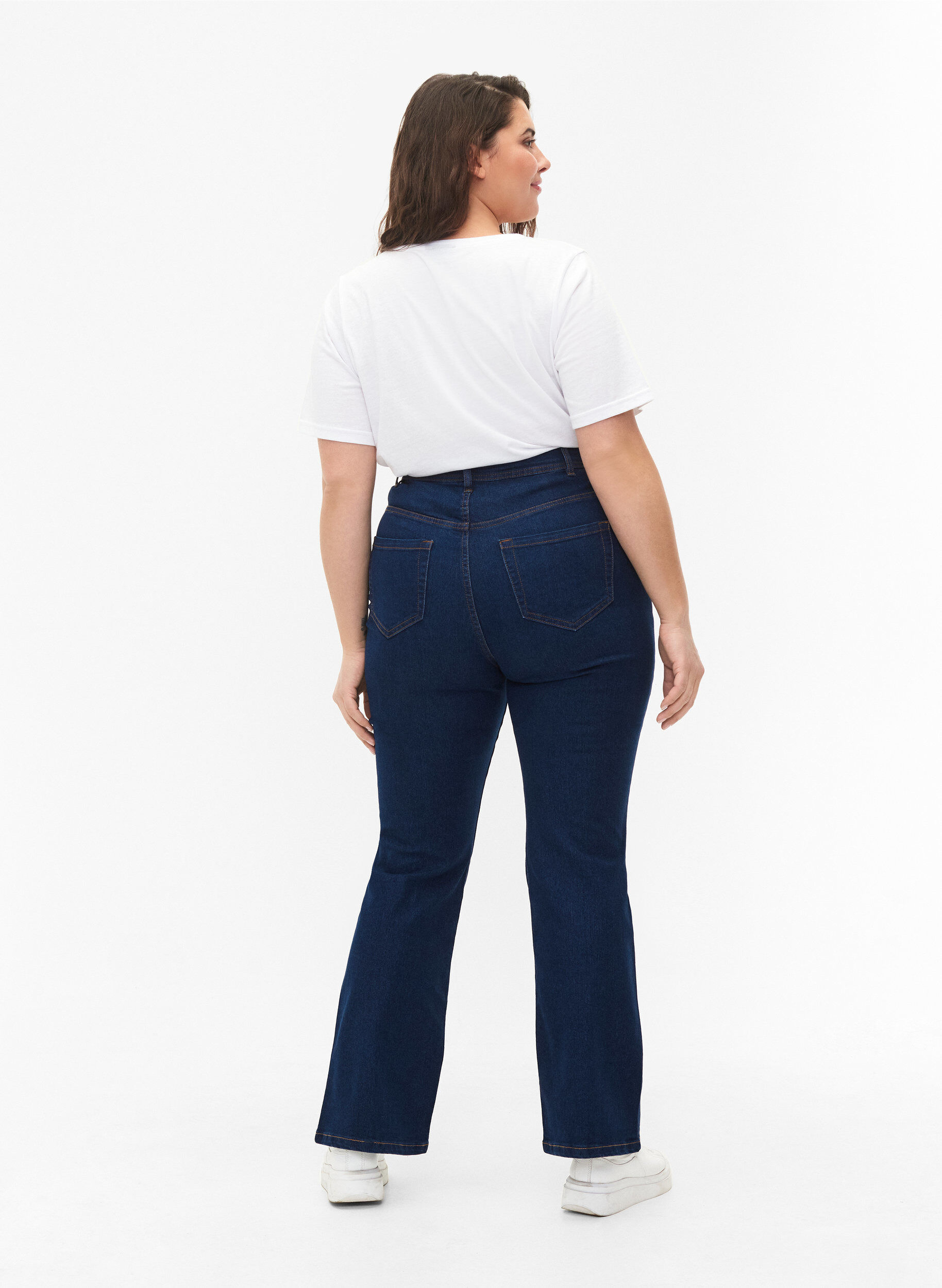 Zizzi FLASH - Hoog getailleerde jeans met bootcut, Blauw, Model image number 1