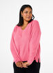 Gebreide blouse met V-hals en lange mouwen, Bubblegum Wh. Mel., Model image number 0