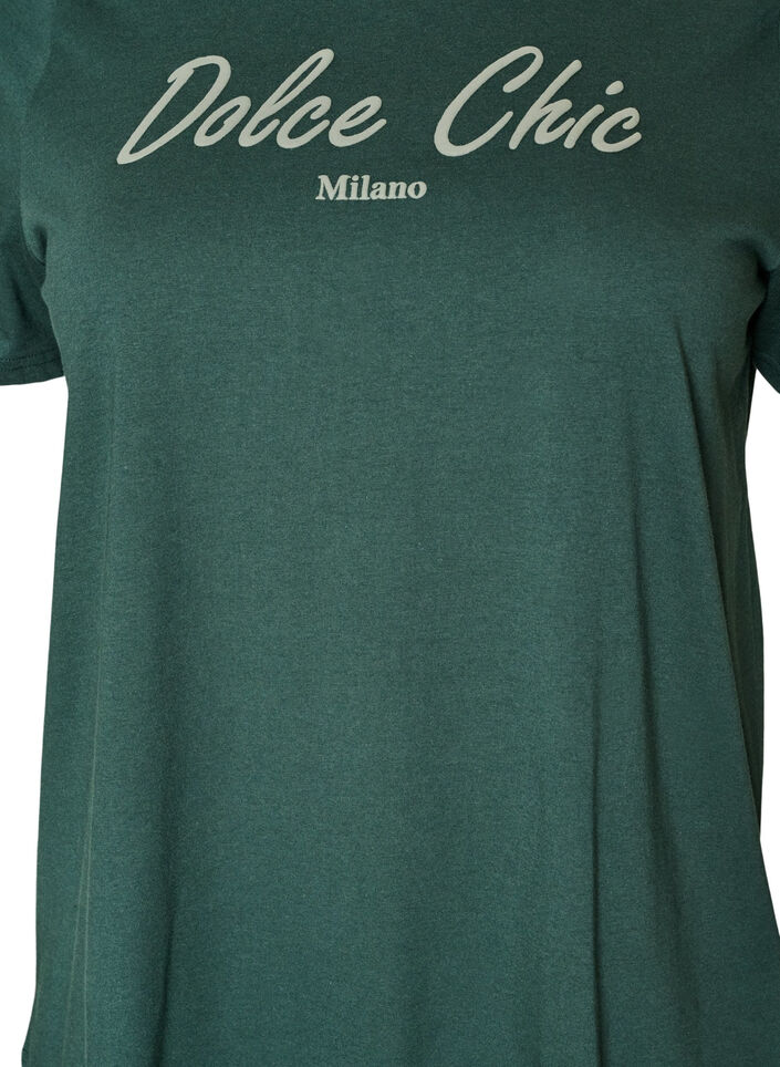 T-shirt van biologisch katoen met print, Groen, Packshot image number 2