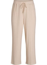 Geribde jersey lounge broek met hoge taille, Beige