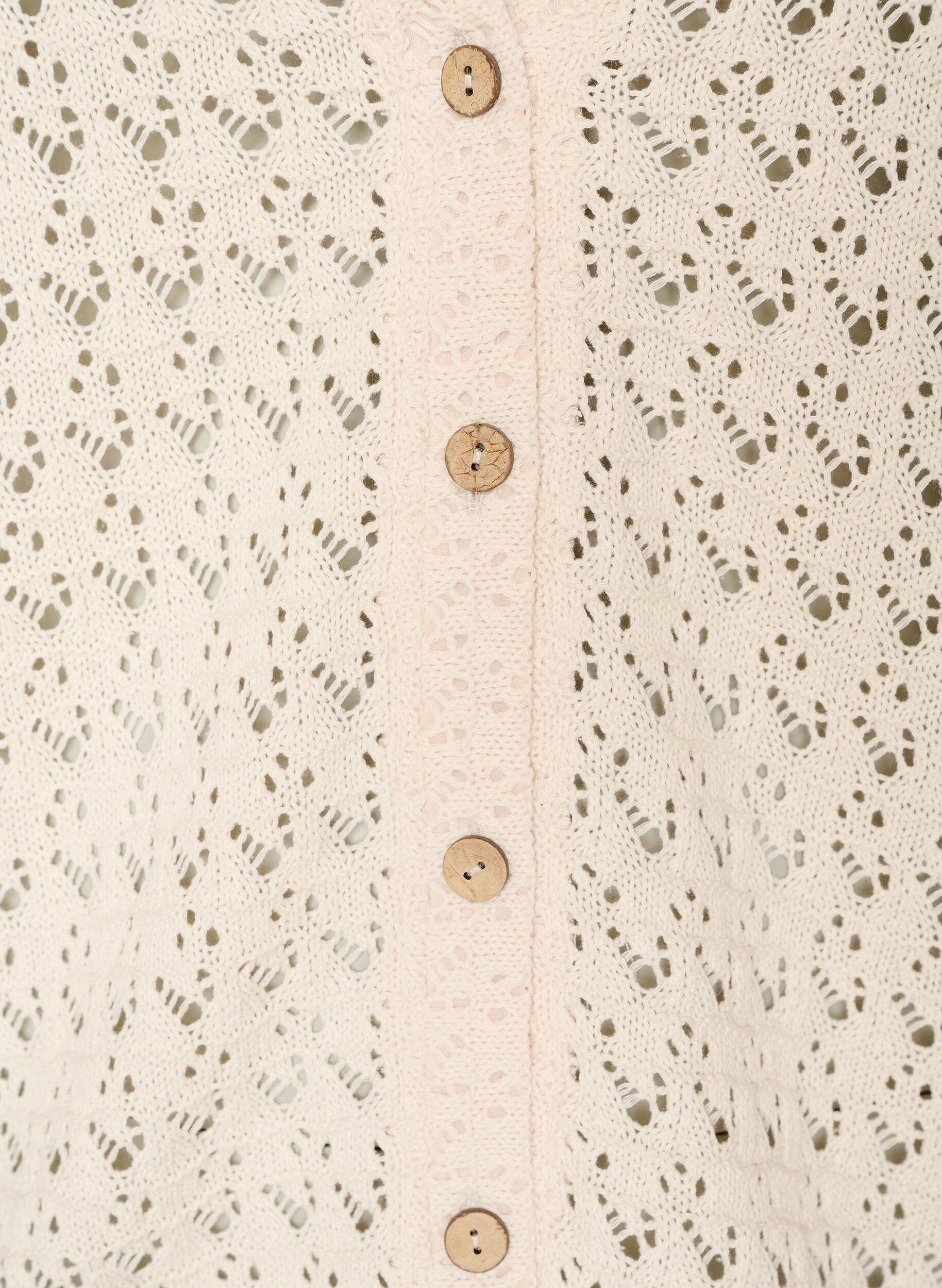 ZizziGebreid vest met open broderie en V-hals, Beige, Packshot image number 2