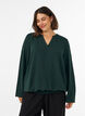 Blouse met ballonsilhouet en V-hals, Groen, Model image number 0