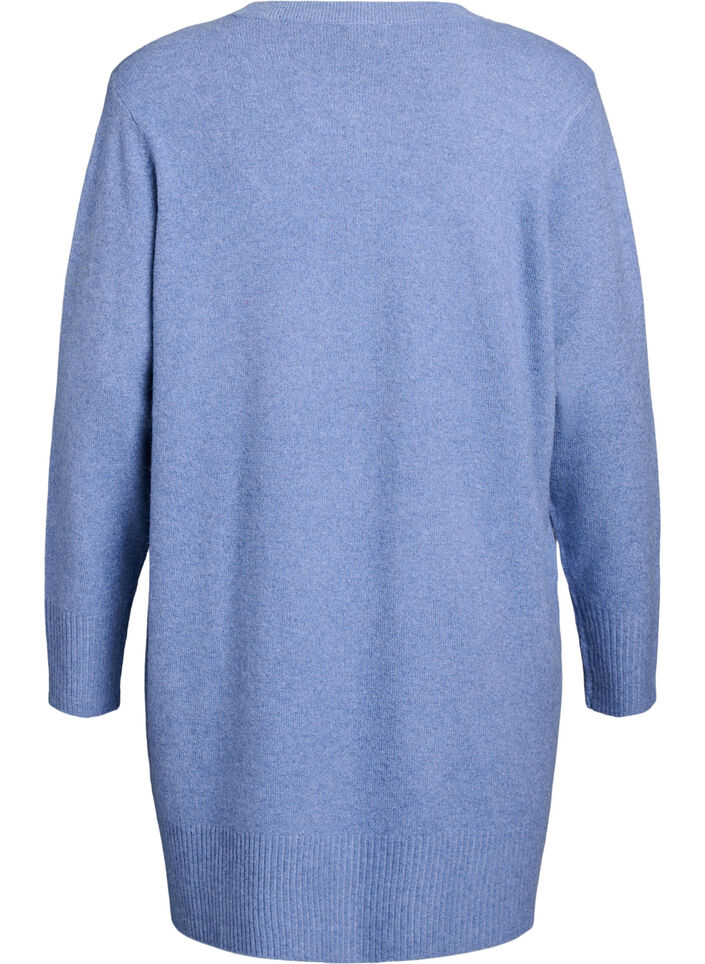 Geribd gebreid vest met zakken, Blauw, Packshot image number 1