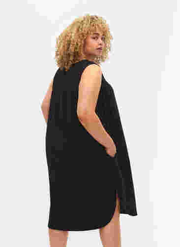 Mouwloze midi-jurk van katoen, Black, Model image number 1