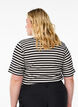 Gestreept T-shirt met geribbelde textuur, Zwart, Model image number 2