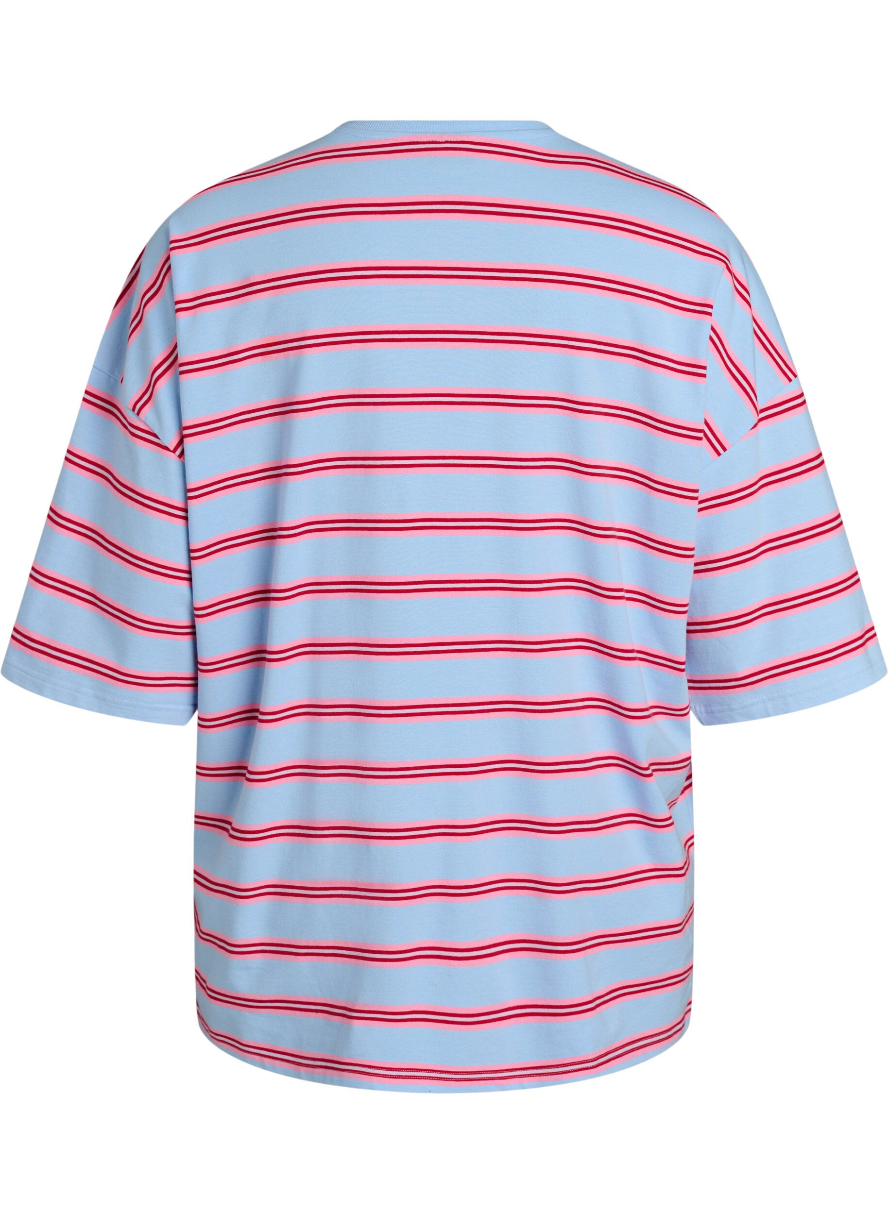 Zizzi Oversized T-shirt met strepen en 1/2 mouwen, Blauw, Packshot image number 1