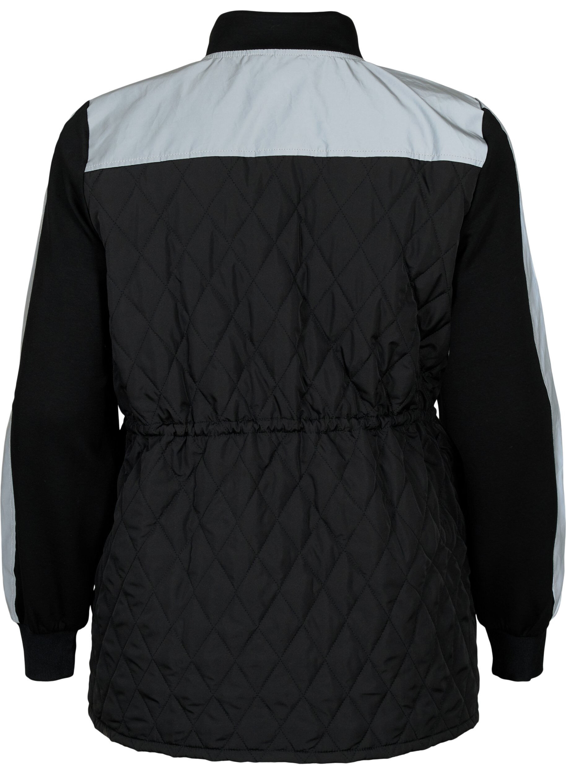 Zizzi Reflecterende sportjas met verstelbare taille, Black w. Reflex, Packshot image number 1