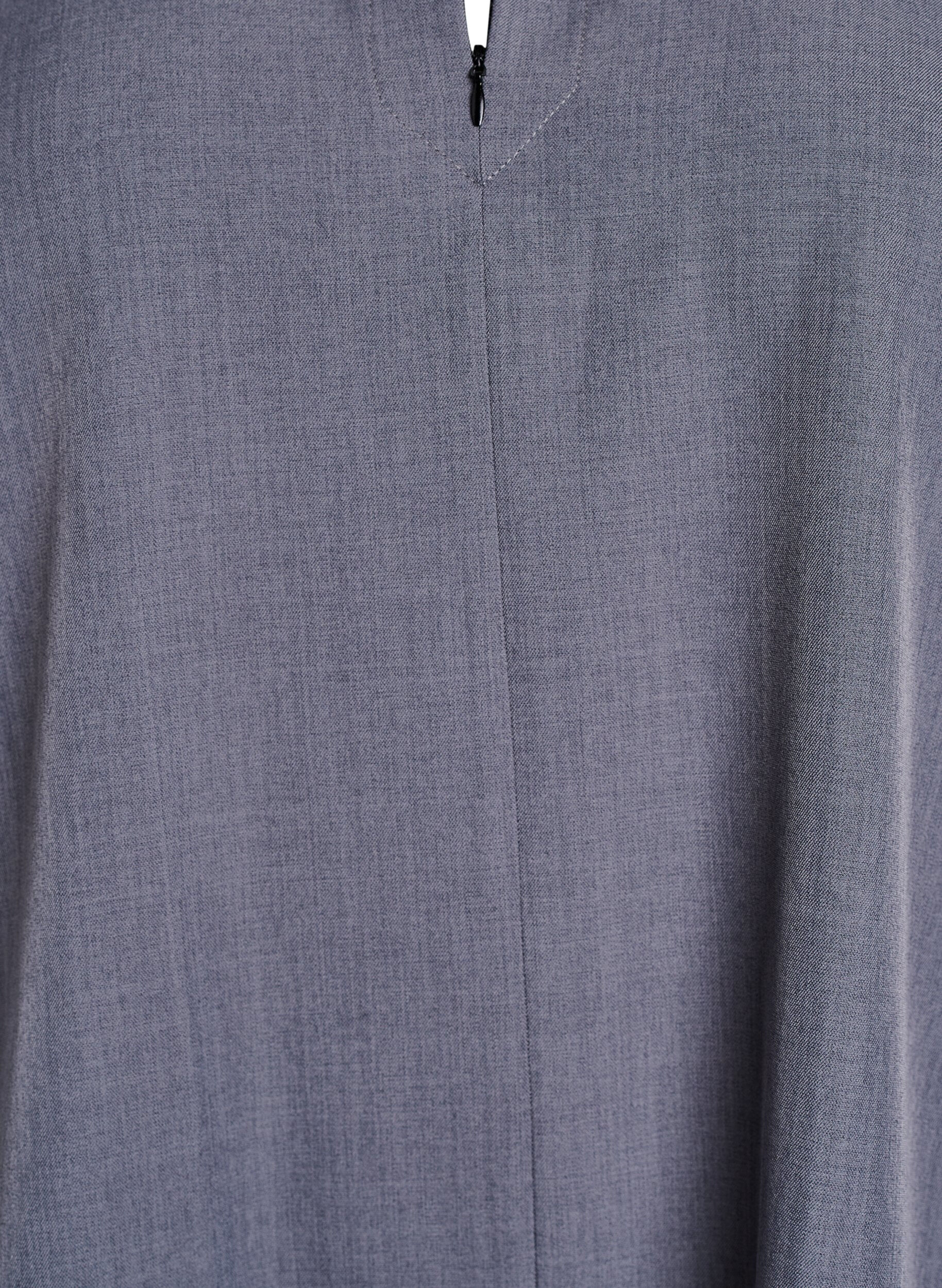 Zizzi Korte A-lijn jurk met ritssluiting en 3/4-mouwen, Grijs, Packshot image number 2