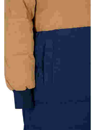 Lange winterjas met color-block, Tobacco Brown w/navy, Packshot image number 3