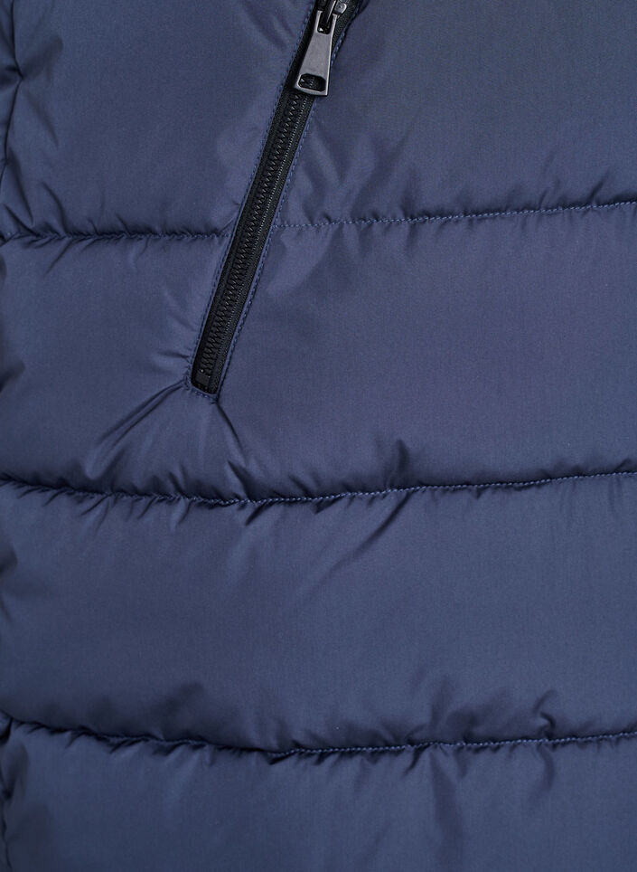 Lange vest met capuchon en zakken, Blauw, Packshot image number 3