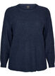 Gem&ecirc;leerde gebreide blouse met ronde hals, Blauw, Packshot image number 0