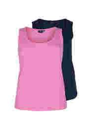 2-pack basic tanktops in rib, Wild Orchid/Navy
