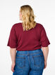 Geribde jersey blouse met korte mouwen, Donker Bordeaux, Model image number 2