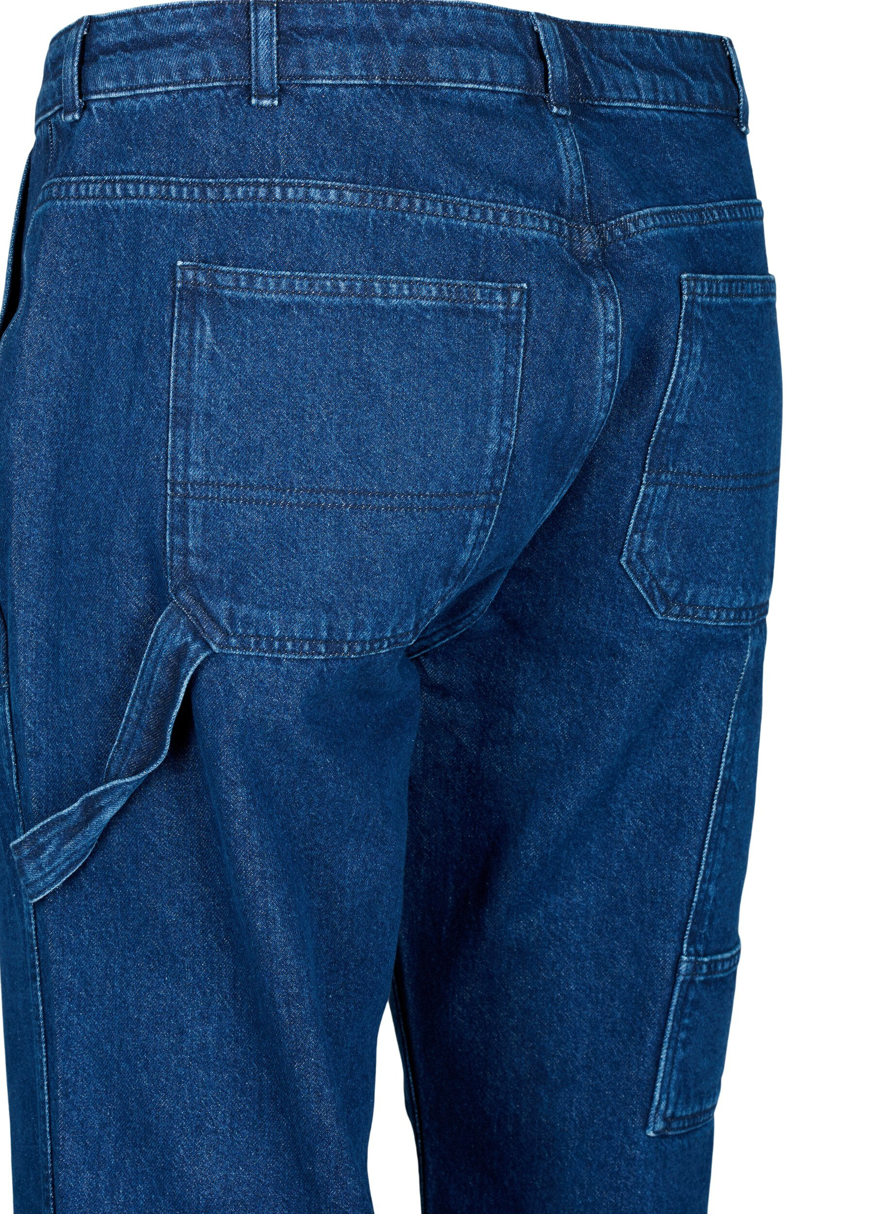 Zizzi Cargo jeans met rechte pijp, Dark blue, Packshot image number 3