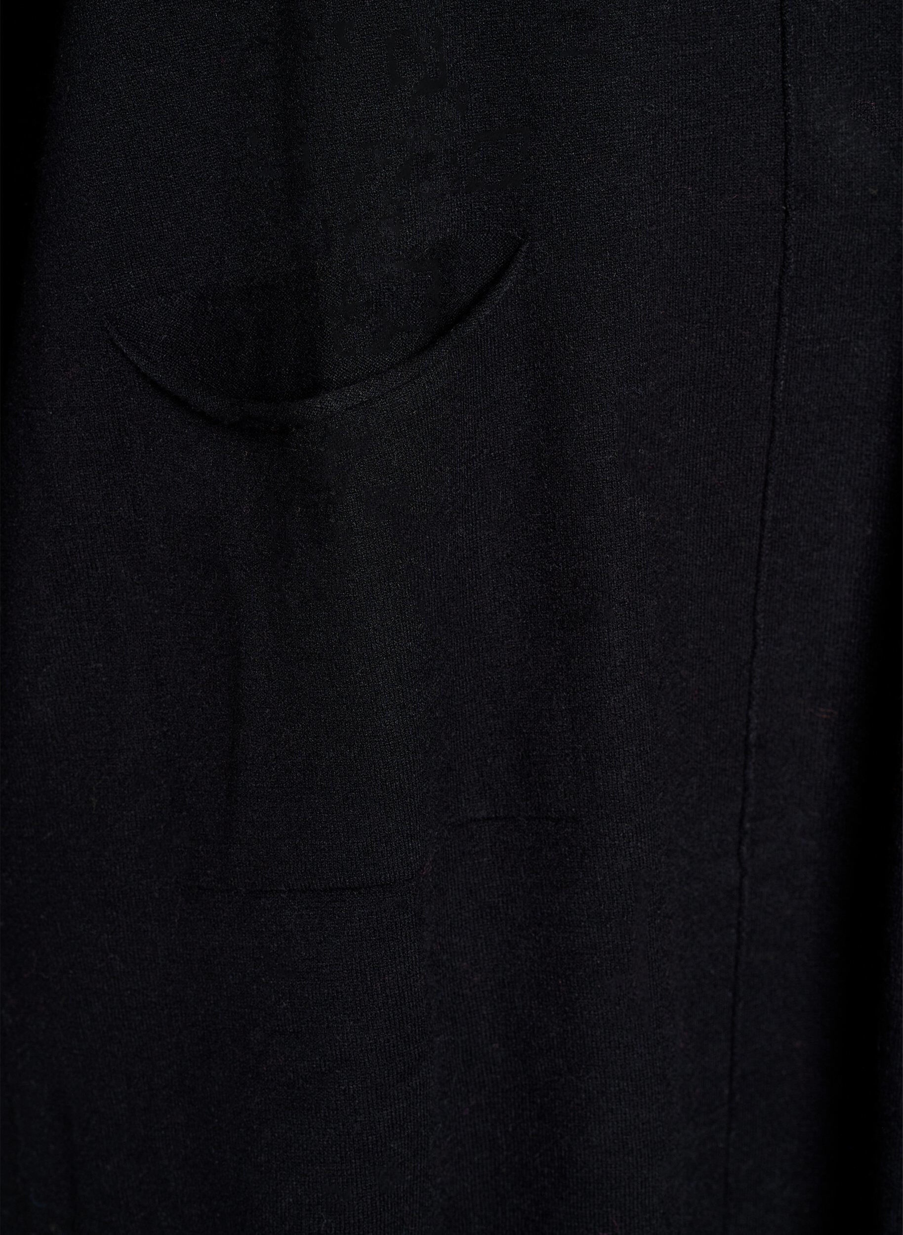 Zizzi Korte gebreide jurk met middennaad en zakken, Zwart, Packshot image number 3