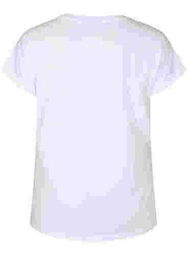 T-shirt met korte mouwen van katoenmix, Bright White, Packshot image number 1