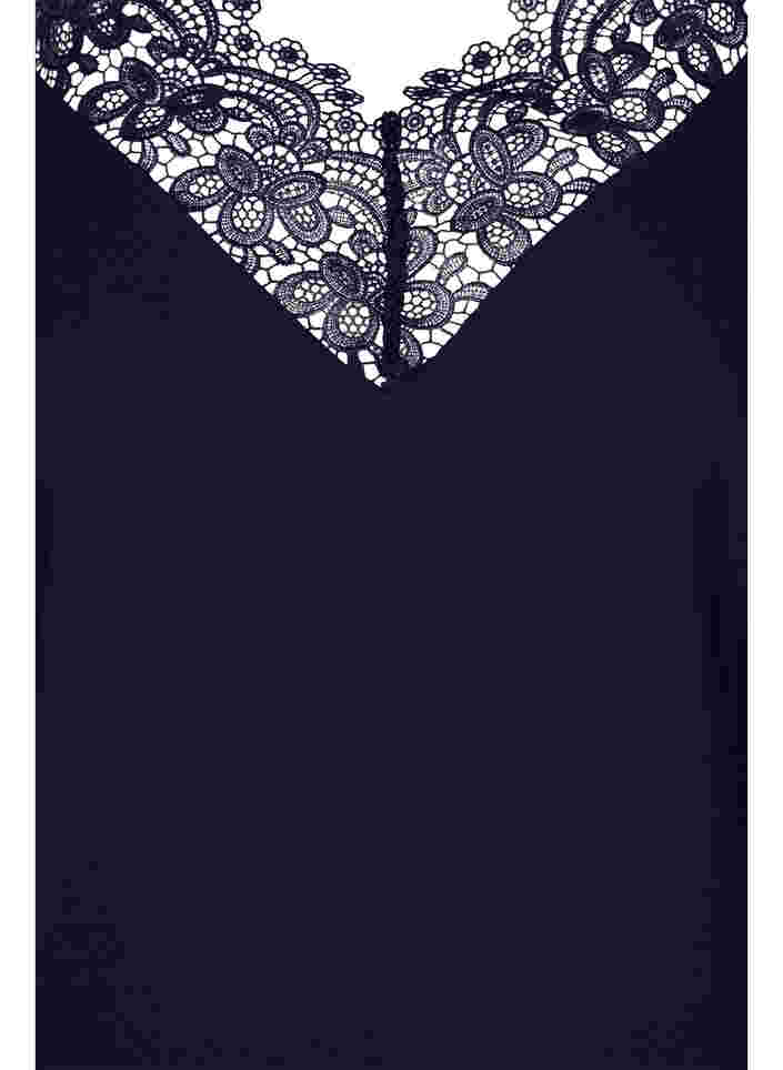 Mouwloze top met v-hals en kant, Navy Blazer, Packshot image number 2
