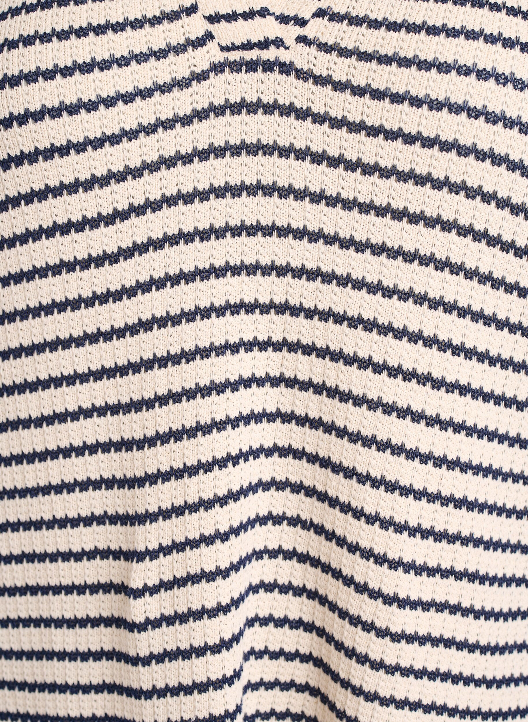 Zizzi Gestreepte jersey blouse met een kraag en V-hals, Beige, Packshot image number 2