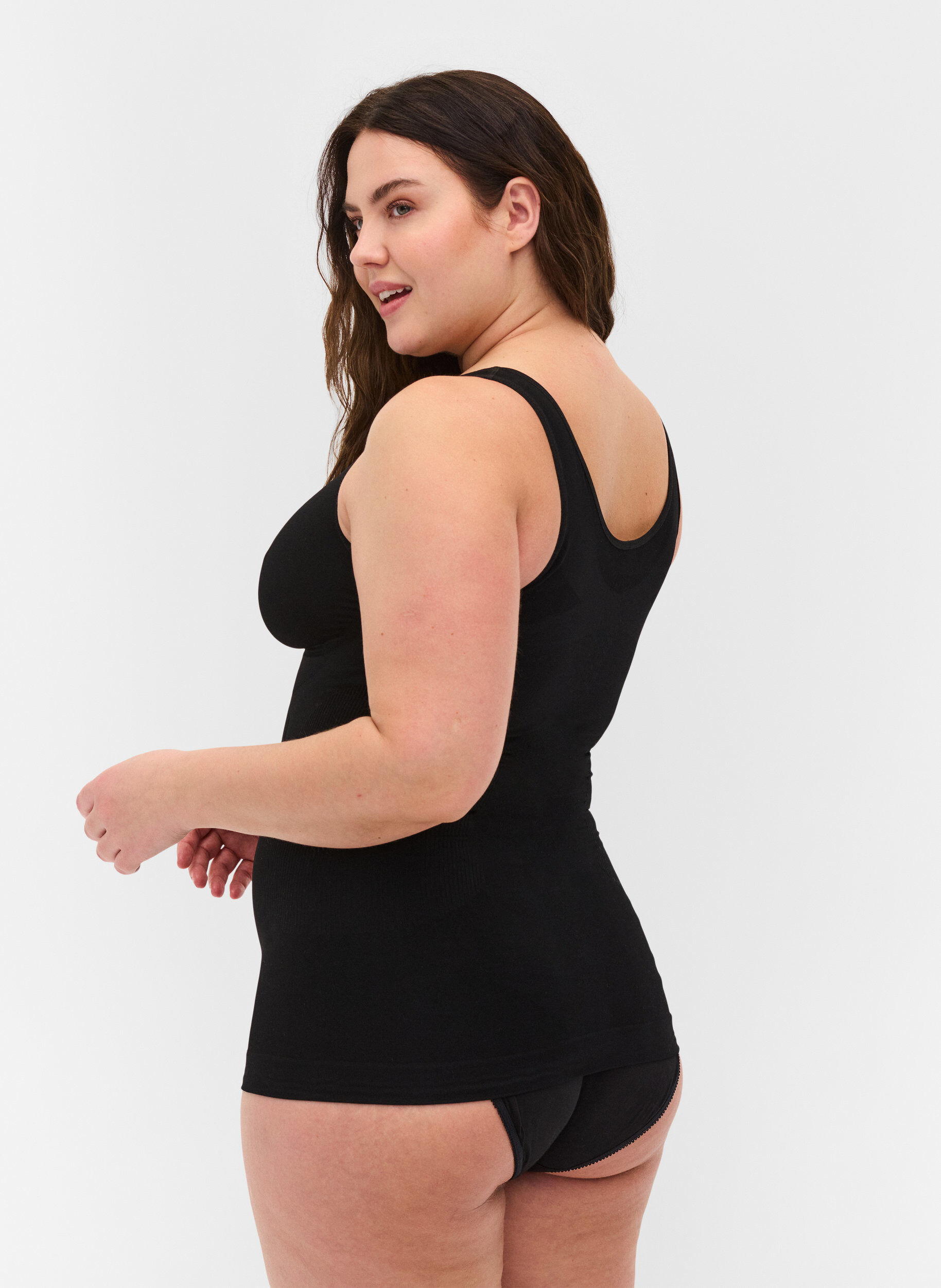 Zizzi Shapewear top met kanten detail, Black, Model image number 1