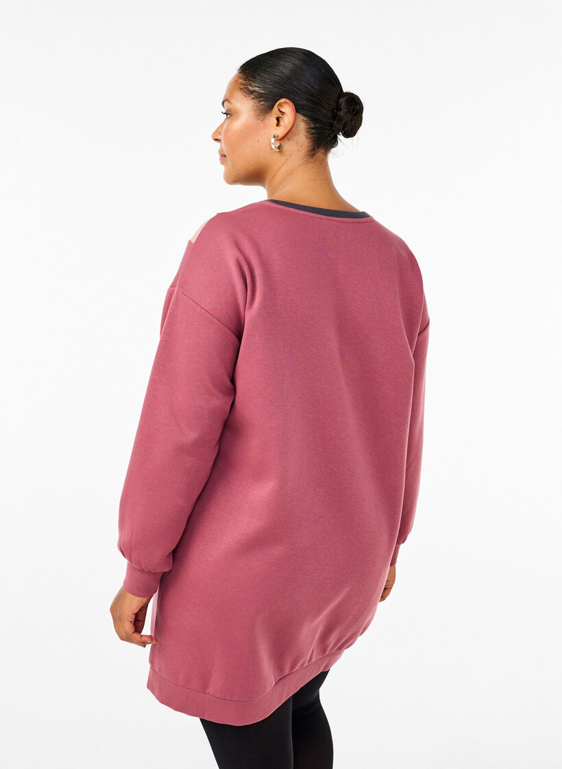 Lang sweatshirt met colourblock, Rose B. Color Block, Model image number 1